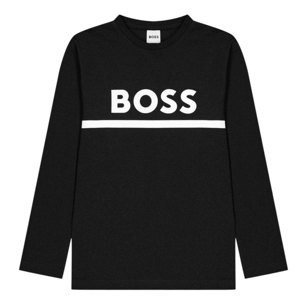 Boss Childrens/Kids Logo Long-Sleeved T-Shirt / Black